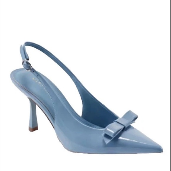 Marc Fisher RAYMA Pump Slingback Heels Patent 10M NWT Light Blue BOW $99 NIB - Picture 7 of 10